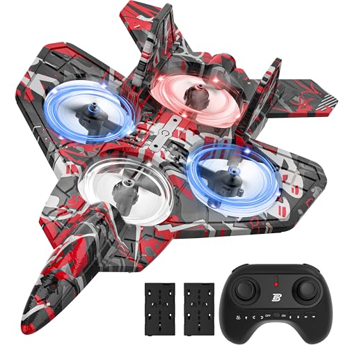 BEZGAR HQ057X RC Fighter Airplane丨Mini Drone Remote Control Jet Plane Stunt Drone for Adults & Kids Toy with Light Gift for Kids Beginner Red