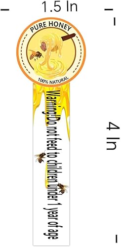 Miniatura 2 de Calcomanías de miel a prueba de manipulaciones para tarros de miel, etiquetas de miel natural de 1.5 x 4 pulgadas (paquete de 500)