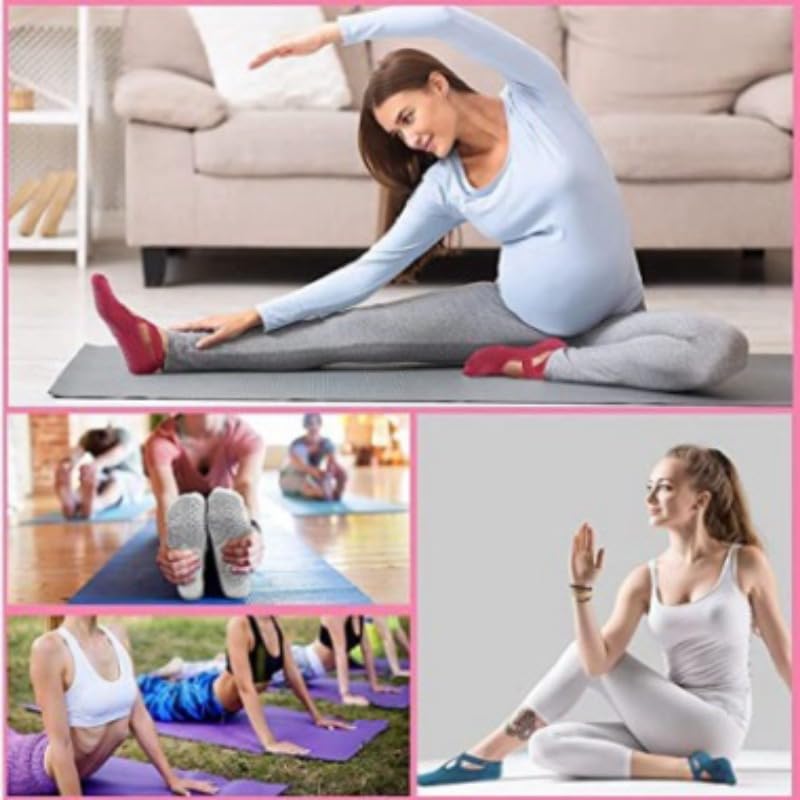PRYAMOKSH WORLD Non-Slip Yoga Socks for Women with Grip, Cross Strap Design, Anti-Slip Sole for Pilates, Gym, Dance, Fitness 1
