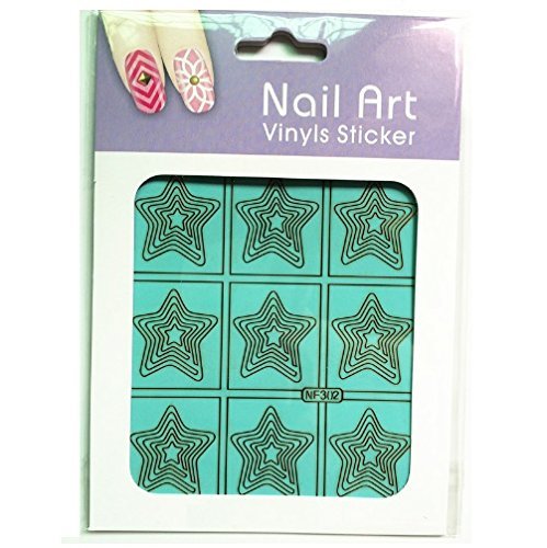 Star Shaped Cyclone Manicure Nail Art Vinyls Stencil Stickers, Green (9 guides per Sheet)-picture-56