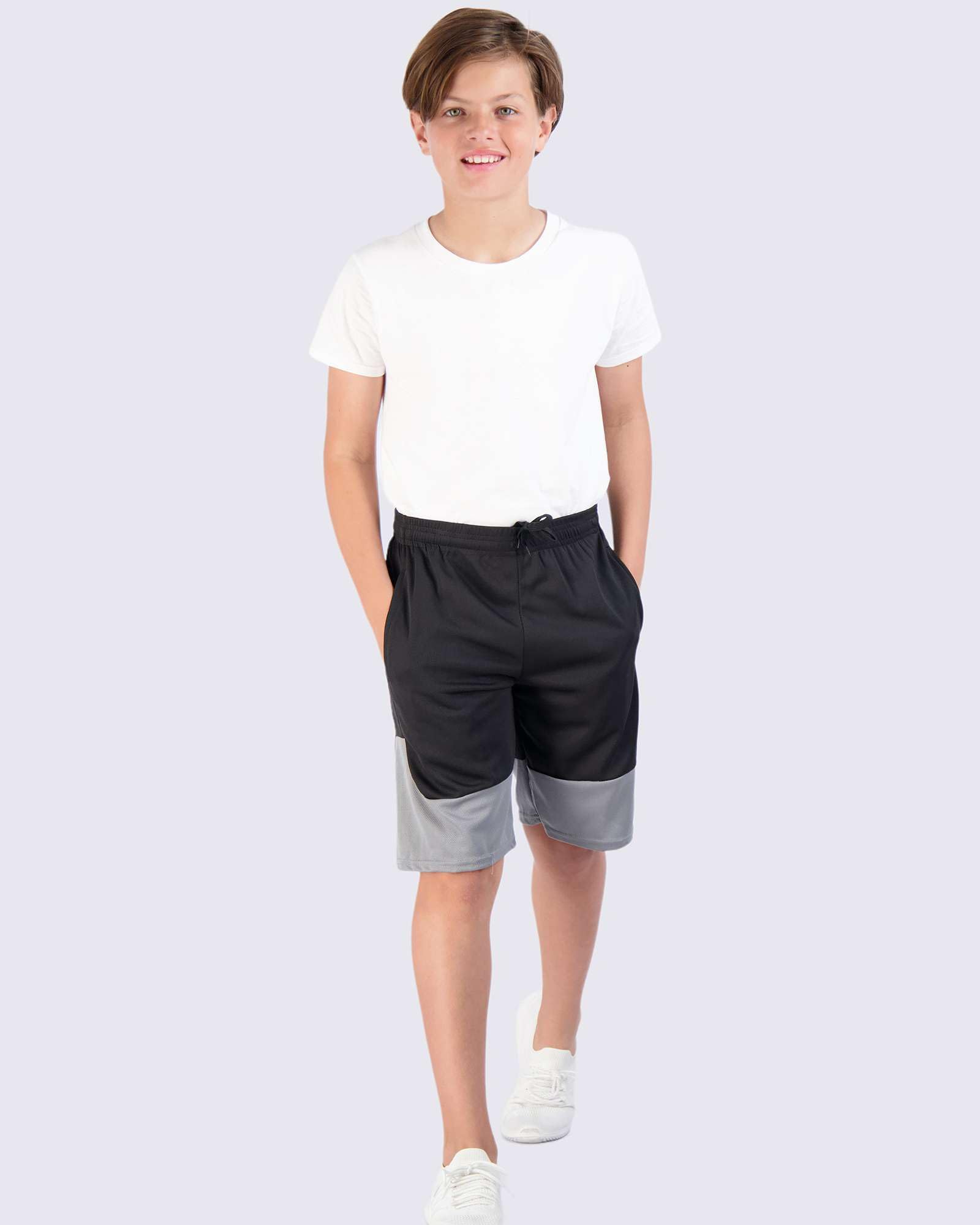 Real Essentials Boys' 5-Pack Mesh Active Athletic Performance Basketball Shorts with Pockets | Erhältlich in den Größen 37-46, Jugendliche, schnell trocknend, Feuchtigkeitstransport, Fitnessstudio, Laufen, Baseball