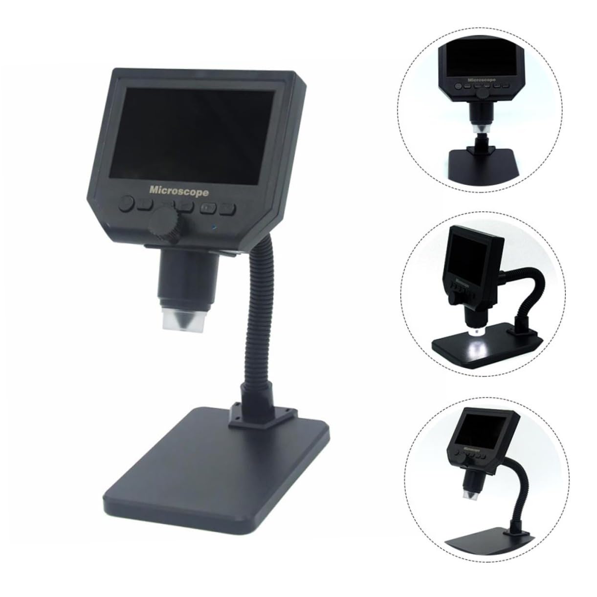 Veemoon Microscopio Digital G600 3,6 Megapíxeles Pantalla LCD 4,3 Pulgadas 1-600x, 8 Luces Led, Captura Foto y Vídeo para Uso Profesional