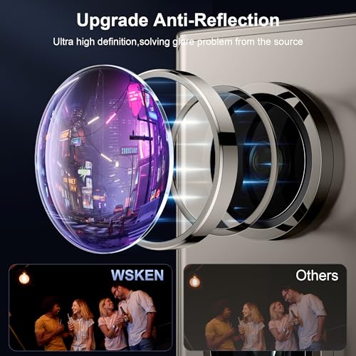 Image of WSKEN for Samsung Galaxy S24 Ultra Camera Lens Protector - Ultra Thin | Case Friendly, 9H Shatterproof Tempered Glass, Anti Scratch Metal Circle, Camera Screen Protector Cover Accessories, Grey