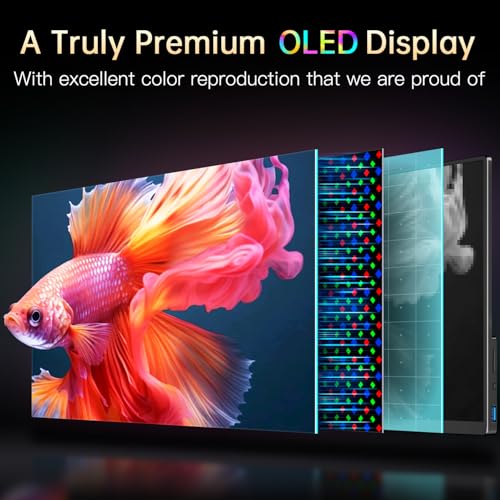 Image of 4K Portable Monitor OLED 3840x2400p, 14 inch Ultra Slim Travel Monitor, 400+ Nits |100% DCI-P3 | 1000000:1 Contrast, HDMI USB C External Screen for Laptop Mabook PC