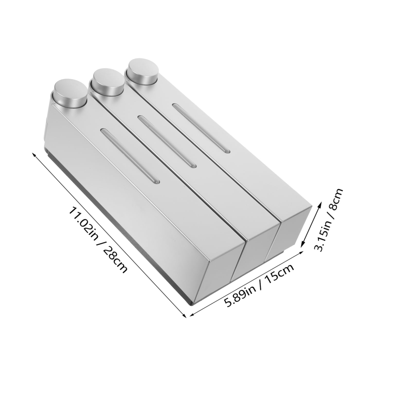 Dispenser Sapone da Muro Manuale a 3 Scomparti, Argento, Abs e Pvc, Design a 3 Teste, per Doccia e Bagno, Ricaricabile
