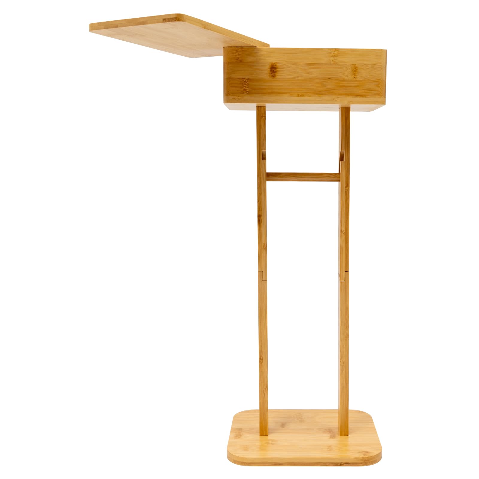 Portarrollos de papel higiénico de bambú con caja de almacenamiento, altura aprox. 65 cm, color natural, ahorra espacio para baño y WC, incluye estante y compartimento para rollos de repuesto con tapa