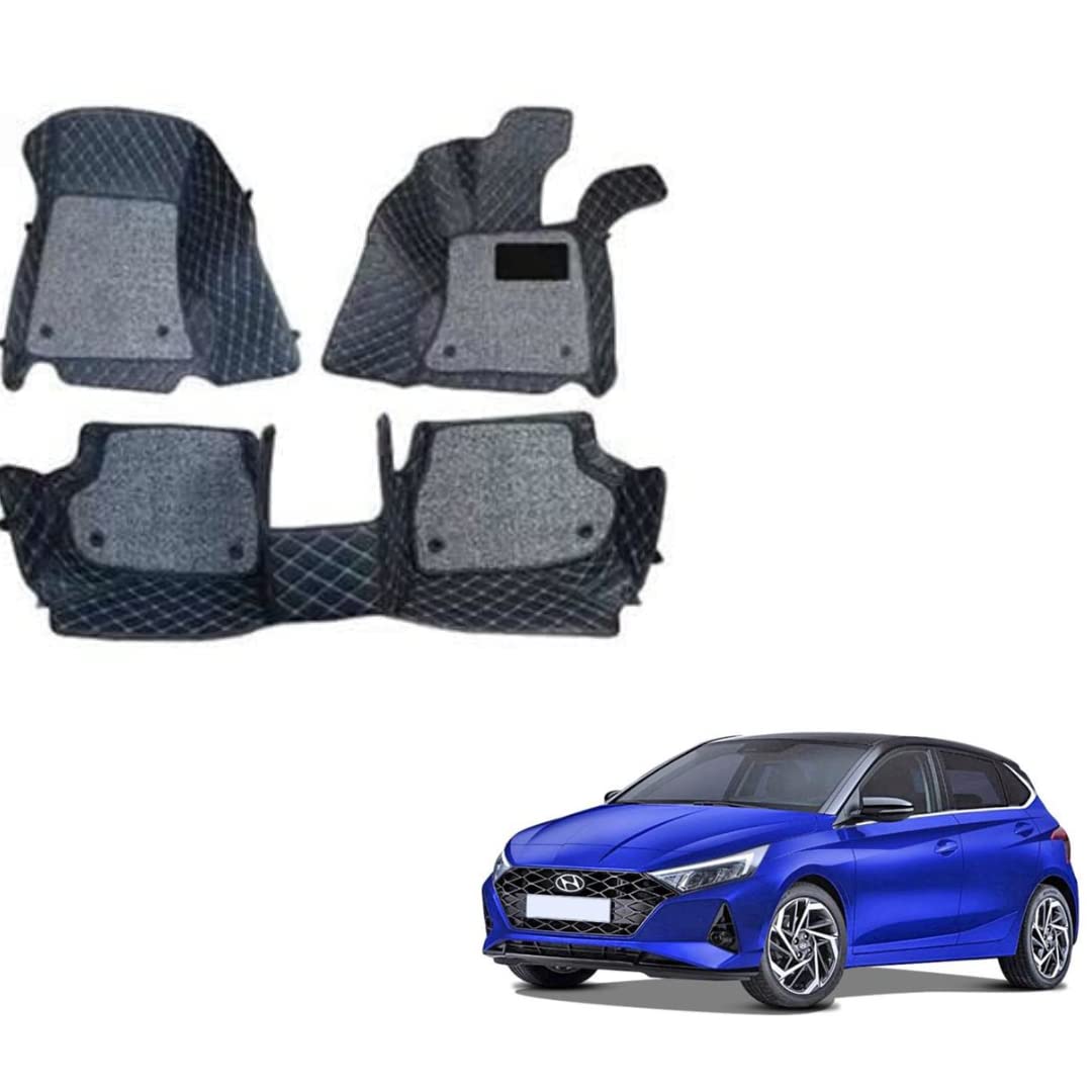 AUTOMODS 7D car mat Full Set for Hyundai Elite I20 (Model Year 2018 2020) Luxury Leather