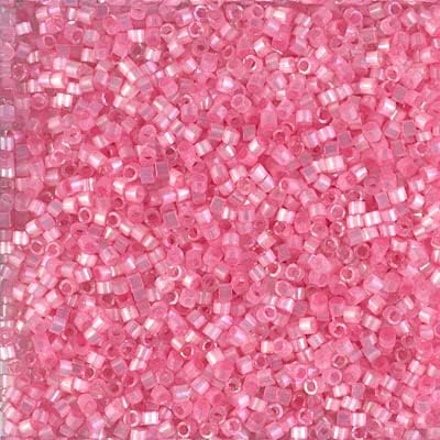 Miyuki Delica 11/0 Light Carnation AB Silk Inside Dyed 50gms Bag of Japanese Glass Beads
