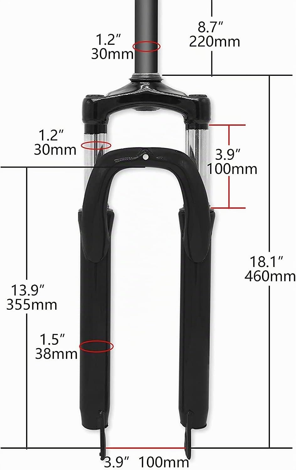 26 Forcelle Anteriori Bici MTB Forcella Ammortizzata Viaggio 100mm, 28,6mm Tubo Dritto QR 9mm Corona Lockout Lega di Alluminio Mountain
