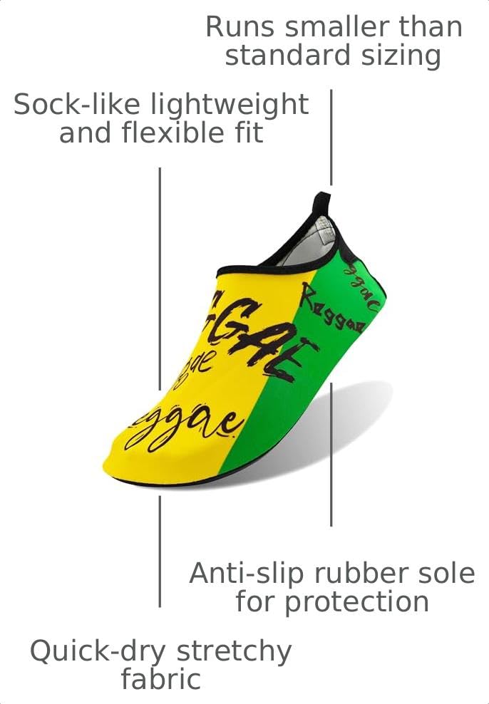 Image of Water Shoes for Women and Men Quick-Dry Swim Beach Shoes for Outdoor Surfing Yoga Exercise Jamaica Flag Caribbean Reggae Rasta
