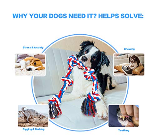 Bmag Dog Rope Toys For Aggressive Chewers, Interactive Heavy Duty Dog Toys For Medium Large Dogs, Tough Twisted Rope Toy With 5 Knots (Red) #TOP4