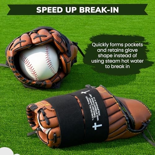 Simgoing Christian Cross Softball Glove Wrap with Bible Verse Speeds Up Break in Process Baseball & Softball Elastic Mitt Glove Strap Band Keep Pocket Formed Ideal for Players (Christian Style)