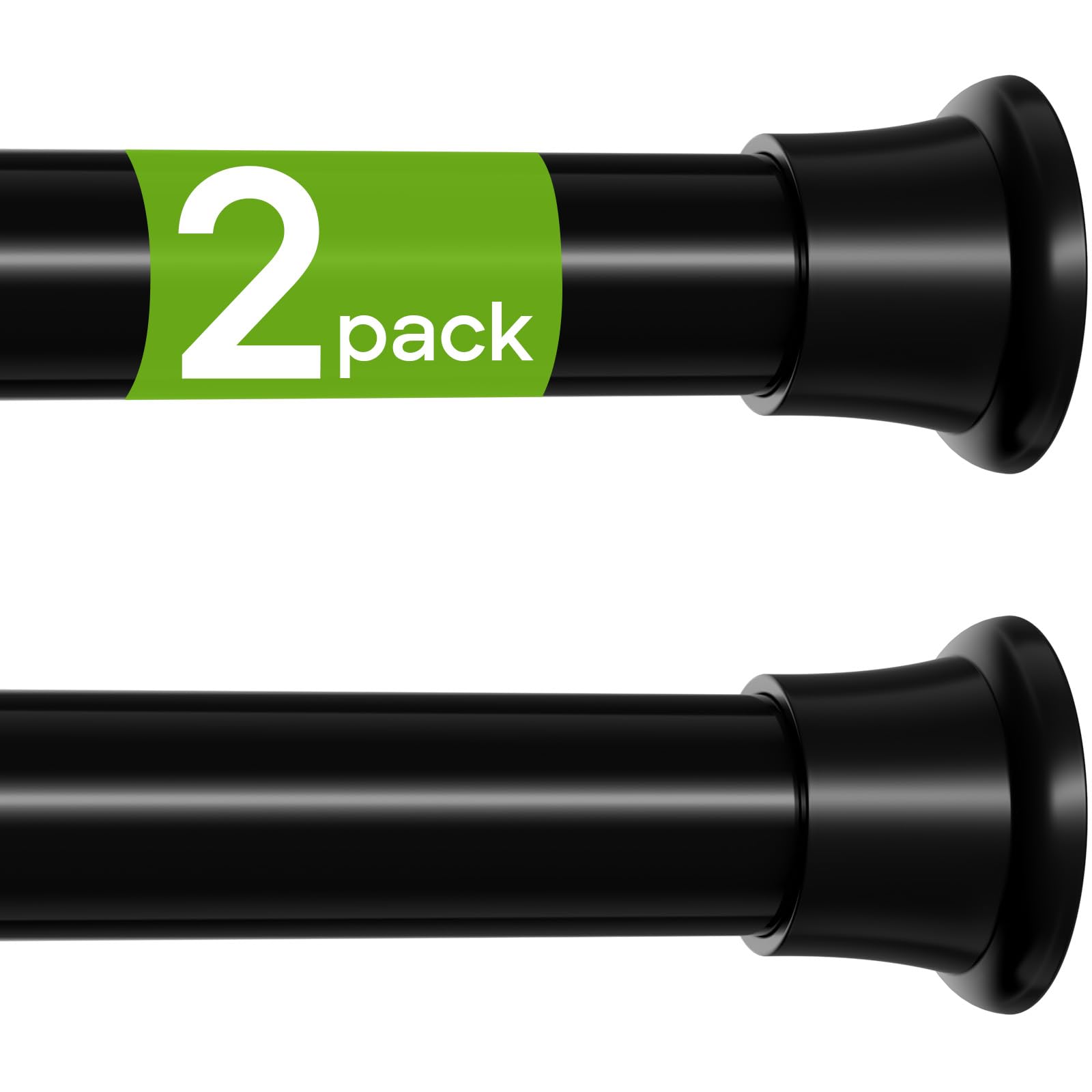 View 1 of 2 Pack Black Tension Rod 31-76 Inch Spring Tension Curtain Rod