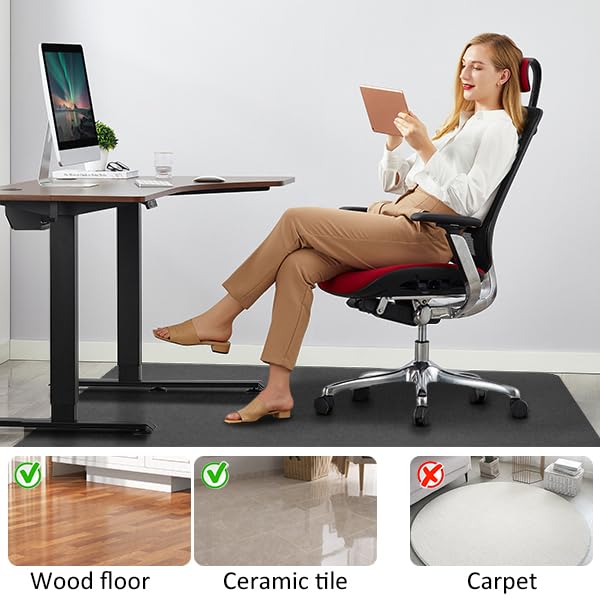 Image of Office Chair Mat for Hardwood Floor&Tile,55 inchx35 inch Anti-Slip Desk Chair Mat,Low-Pile Mat,Multi-Purpose Hardwood Floor Protector for Office,Home (Grey, 35 * 47IN)