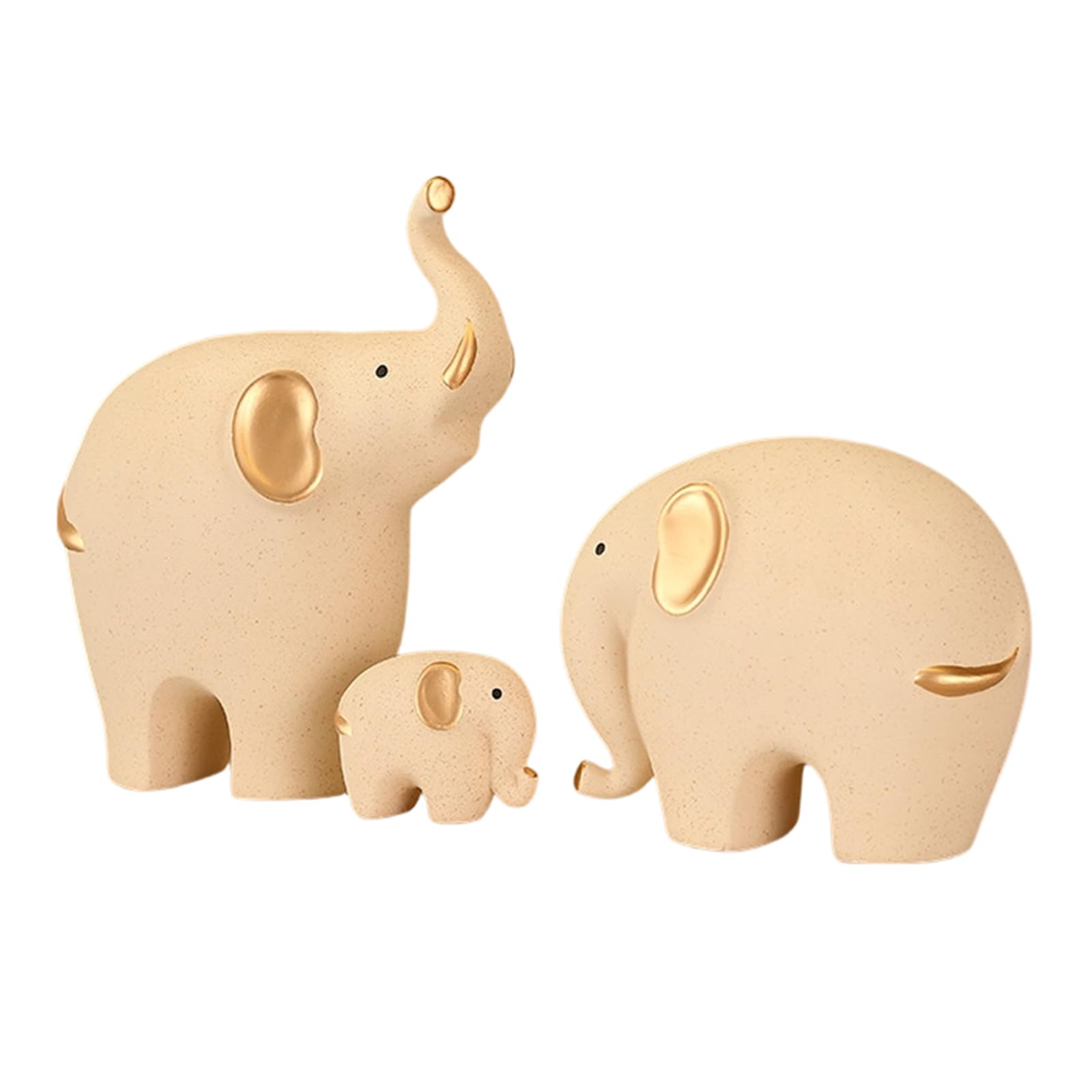 Statua Famiglia Elefanti in Ceramica Figurina Mamma papà e Bambino Animale Arte Scultura in Porcellana Decorazioni per la casa per Soggiorno Figurina Elefante