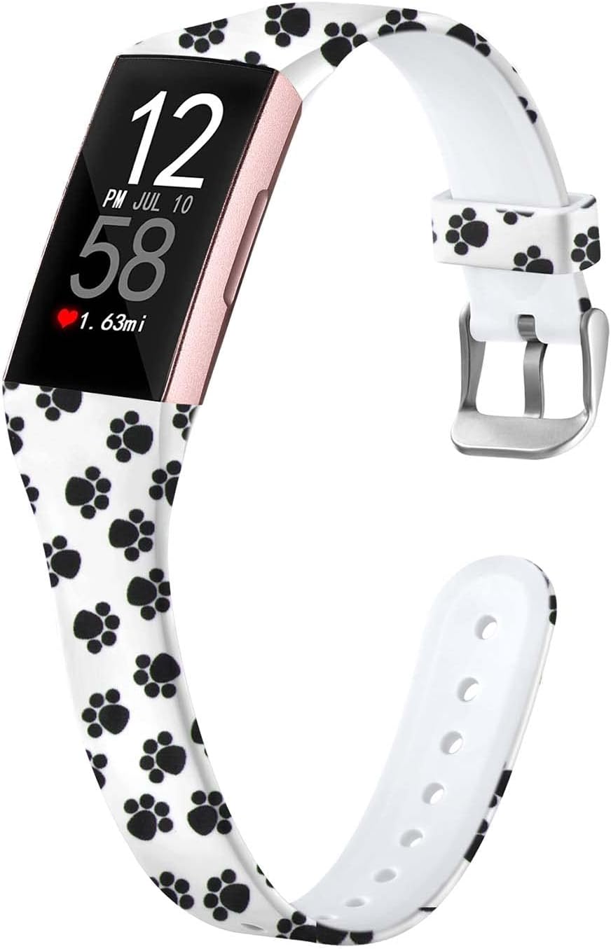 Keponew Compatible with Fitbit Charge 4 / Charge 3 / Charge 3 SE Bands for Women, Slim Strap for Fitbit Bands Charge 4 Women, Soft TPU Printed Fadeless Pattern Wristbands, Large, Cat Paw : Electronics