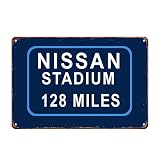 Vintage Blue NISSAN STADIUM 128 Miles Road Sign, 8x12 Inch Aluminum Metal Sign, Retro Distressed Decorative Wall for Garage Bar Man Cave Outdoor Decor