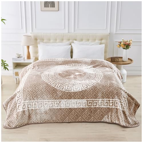 GC GAVENO CAVAILIA Sherpa Fleece Blanket (200x240 cm) - Greek Pattern Bed Throw King Size - Fluffy Throws For Bed, Sofas, Armchair - Thermal, Cosy Large Blankets and Throws Washable - Mink - Cosy Home Interiors GC GAVENO CAVAILIA Sherpa Fleece Blanket (200x240 cm) - Greek Pattern Bed Throw King Size - Fluffy Throws For Bed, Sofas, Armchair - Thermal, Cosy Large Blankets and Throws Washable - Mink - Image 4