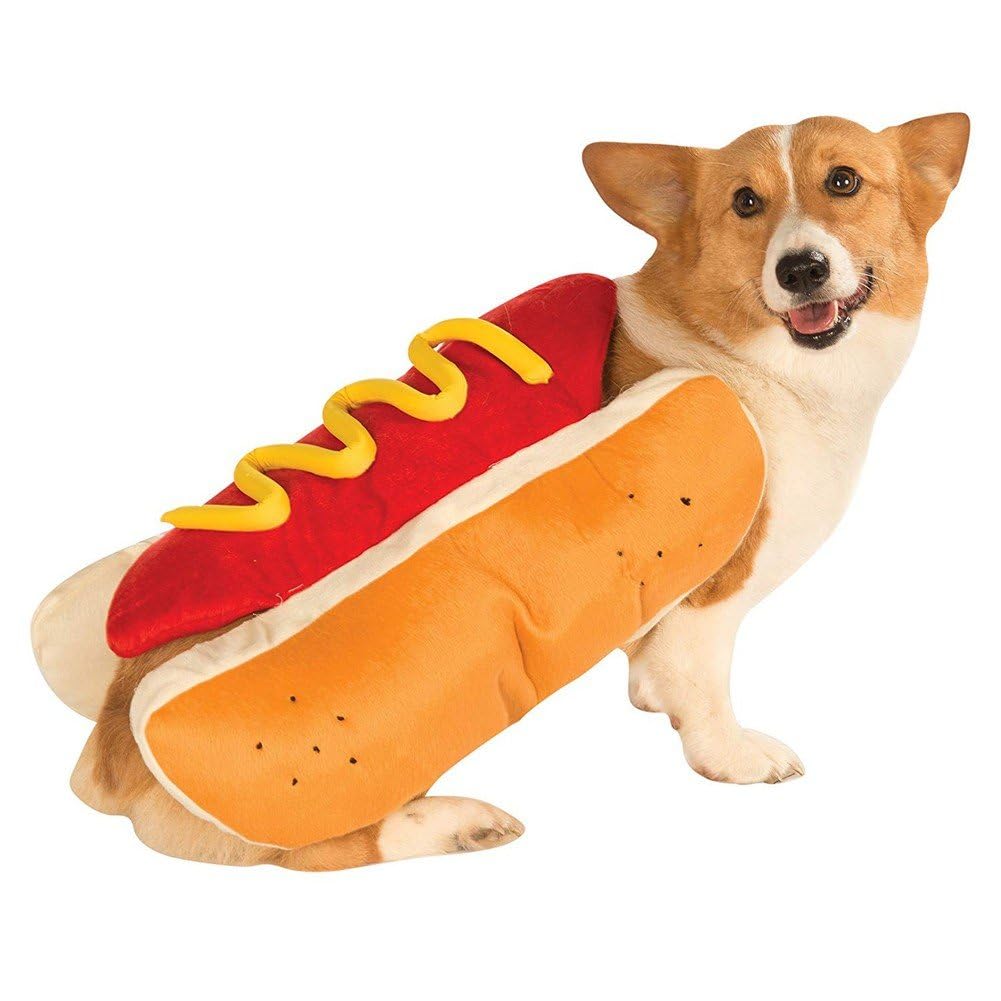 Luxylei As Shown Halloween Pet Dress Up Costume Funny Hot Dog Shaped Dachshund Sausage Warm Clothes Adjustable Cosplay Dress For Puppy