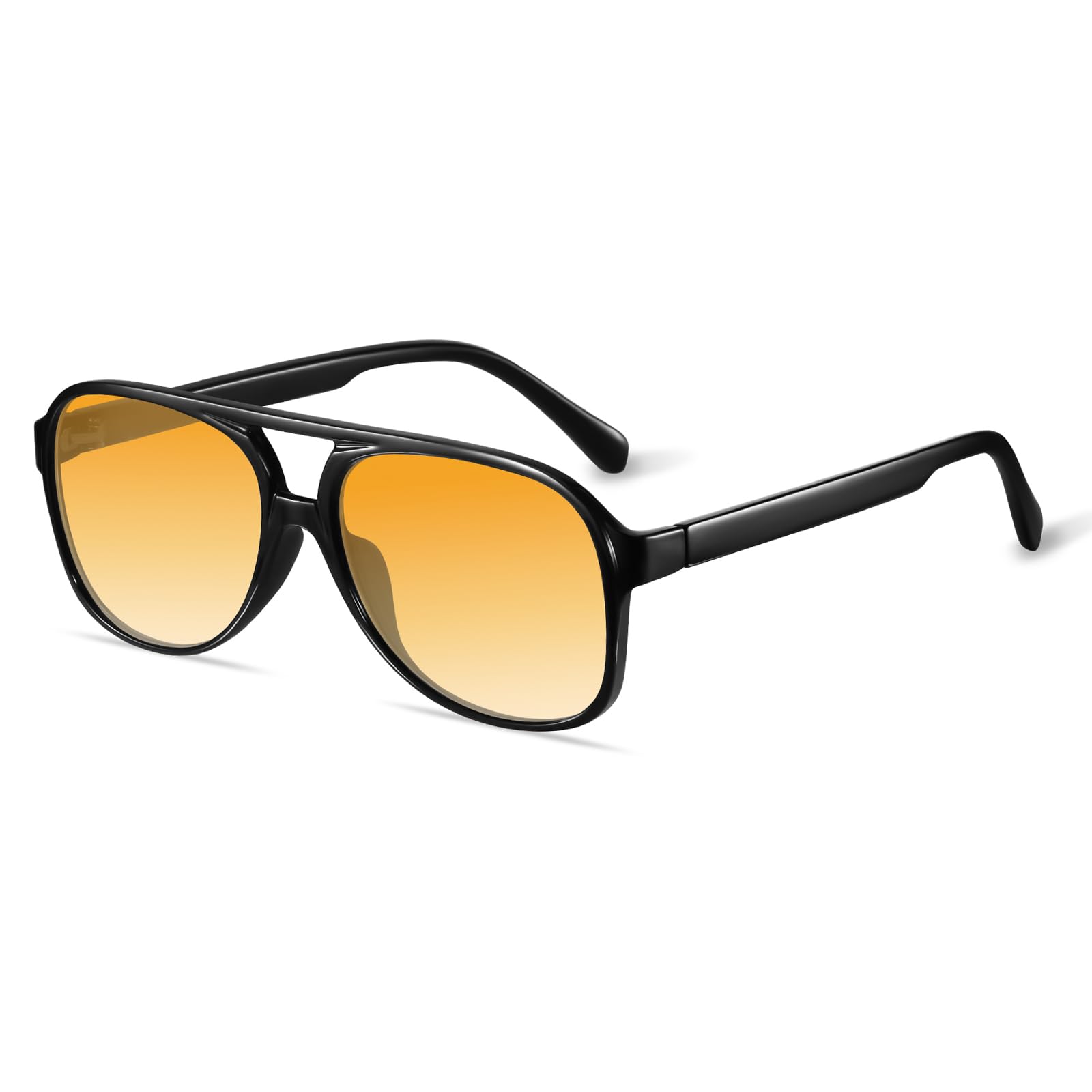 YDAOWKN Retro Aviator Sunglasses for Women Mens Large Frame Classic Vintage 70s Sun Glasses Aviators 1 Black/Gradient Yellow 60 Millimeters