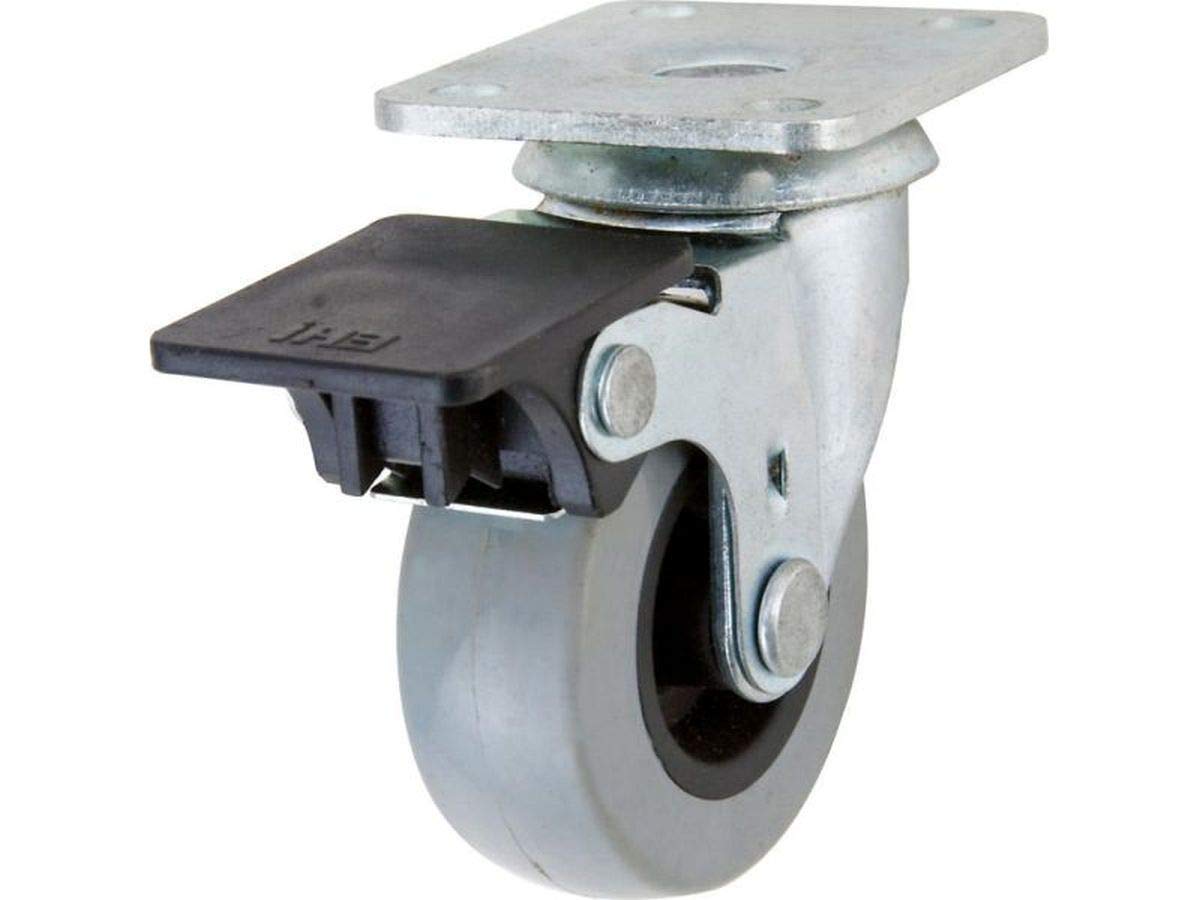 Shepherd Hardware 3542 G1 2-Inch Medium Duty Plate Caster with Brake, 88-lb Load Capacity