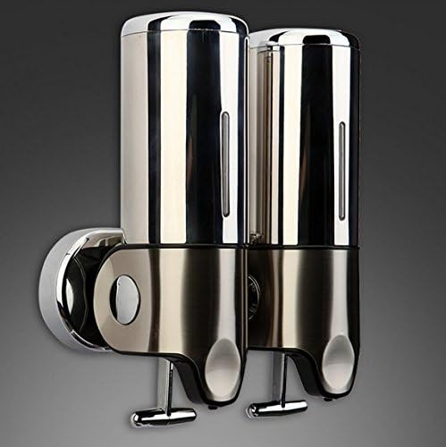 Wall Mount Double Pump Soap Dispenser Hand Liquid Foam Lotion Bottle Shampoo Shower Gel Box - Stainless Steel ABS (Full Metal Surface)