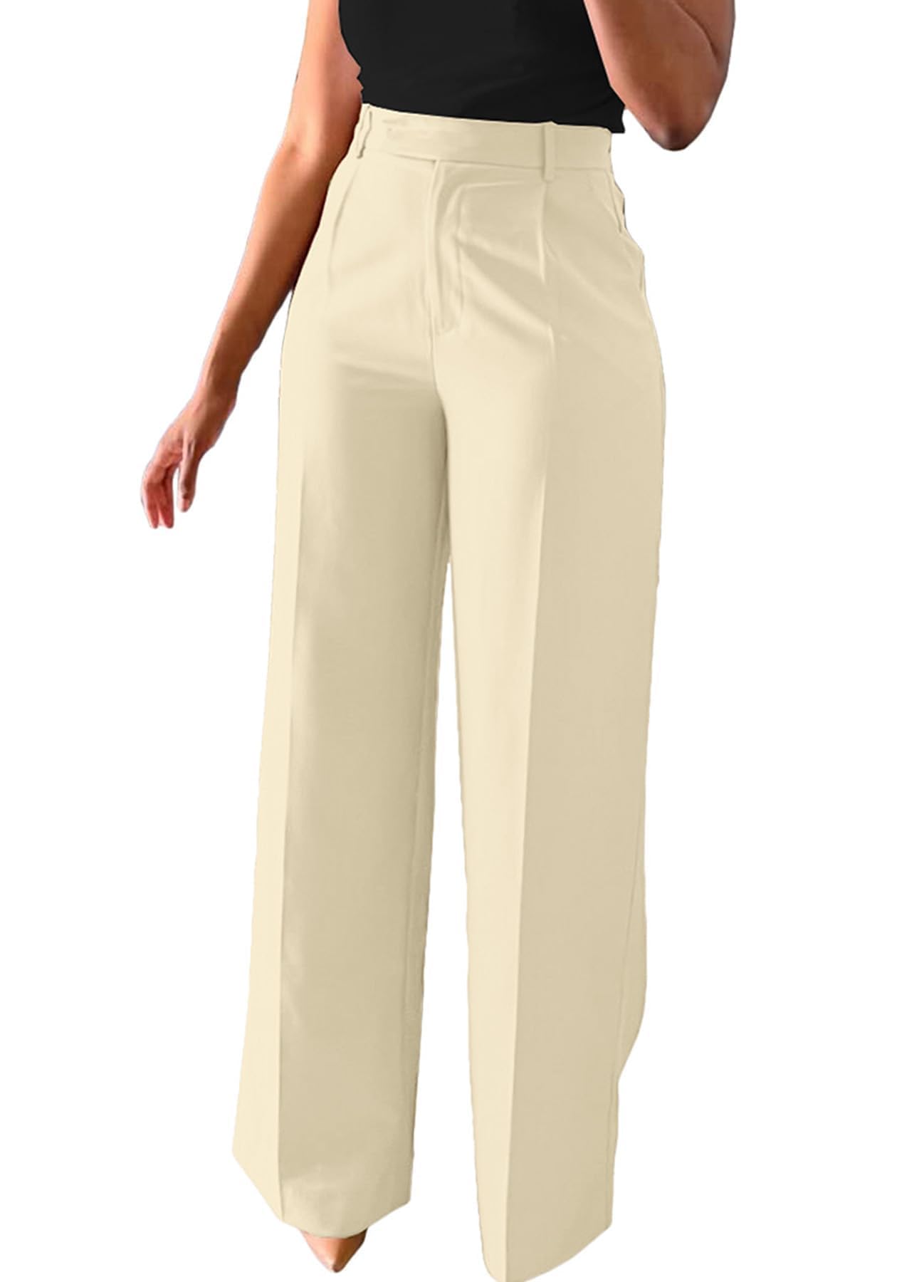 Unybwonn Women Wide Leg Dress Pants High Waisted Straight Leg Business Slacks Work Pants Casual Button Down Trousers