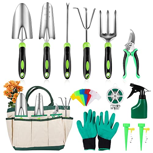 JelyArt 22 teiliges Gartenwerkzeug Set, mit Aufbewahrungstasche, Hochleistungs-Aluminium Gartengeräte für die Gartenarbeit Cover