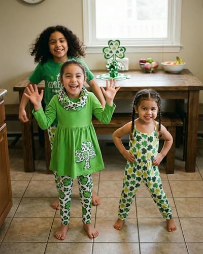 Image of Unique Baby Girls Kids Toddler 3pc Outfit Set Long Sleeve Lightweight Tunic Top Leggings and Scarf