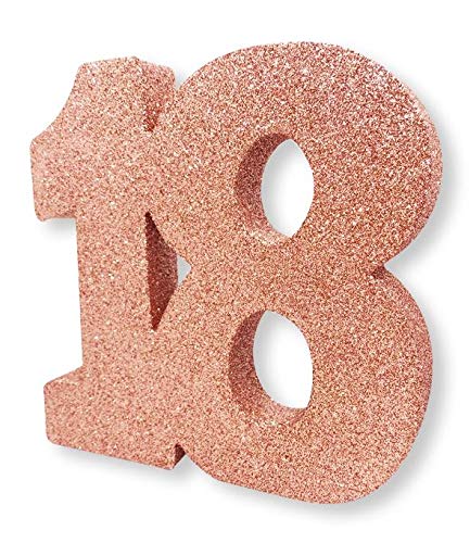 Creative Party Rose Gold Glitter Number 18 Table Decoration - 1 Pc.,H121
