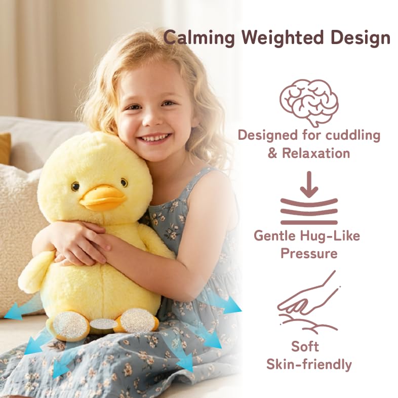 Image of Niuniu Daddy Weighted Stuffed Animals, 14 in 3.5 lbs, Duck Plush for Kids | Heavy sensory lap pad, lying body pillow for sleeping, machine wash, huggable plushies, soothing gift for kids and adults