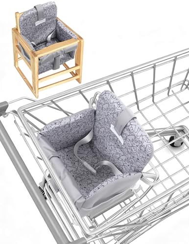 Sprouterie Shopping Cart Cover for Baby Girl and Boy High Chair Cover for Restaurant Padded Grocery Cart Seat Cover & Swing Insert for Infant & Toddler Durable Machine Washable (Dark Grey)