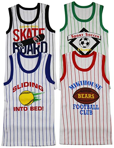 Image of ToBeInStyle Boys' Pack of 4 100% Cotton Tank Tops Unisex Everyday Undershirts