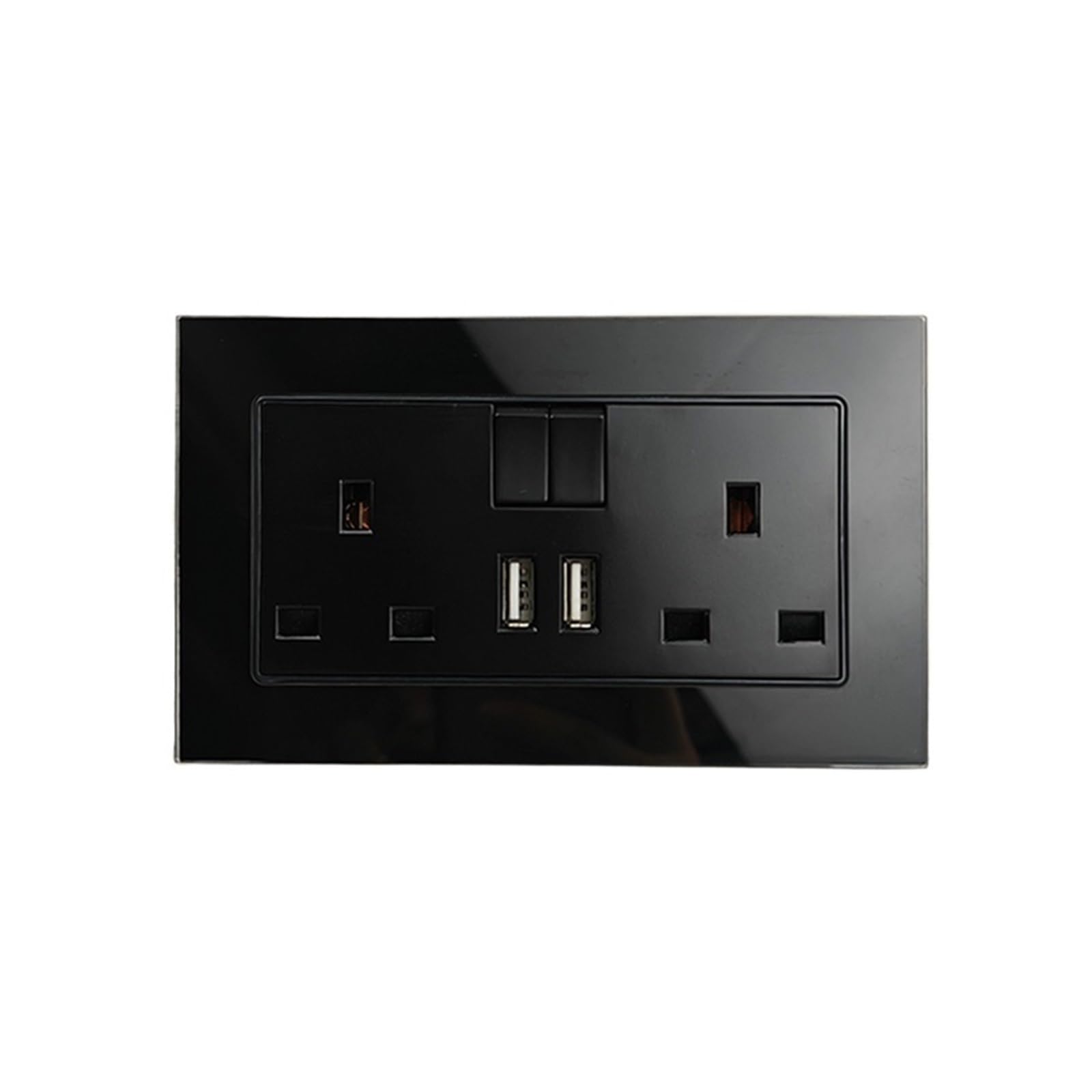 Prise de courant à Double commutation, Standard britannique, avec 2 Ports de chargement USB, verre trempé noir, taille 146x86mm(86 White UK 2USB)