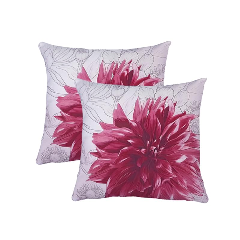 QUALKNOY Set of 2 Cushion Covers 18"x18" Flowers Double-sided Pattern Modern Decorative Throw Pillow cases 45 x 45cm for Living Room Sofa Outdoor Garden Red Floral Pillowcases