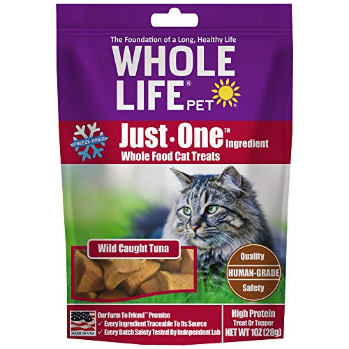 Whole Life Pet Products Healthy Cat Treats, Human-Grade Wild-Caught Tuna, Protein Rich for Training, Picky Eaters, Digestion, Weight Control, Made in The USA, 1 Ounce (TU280)