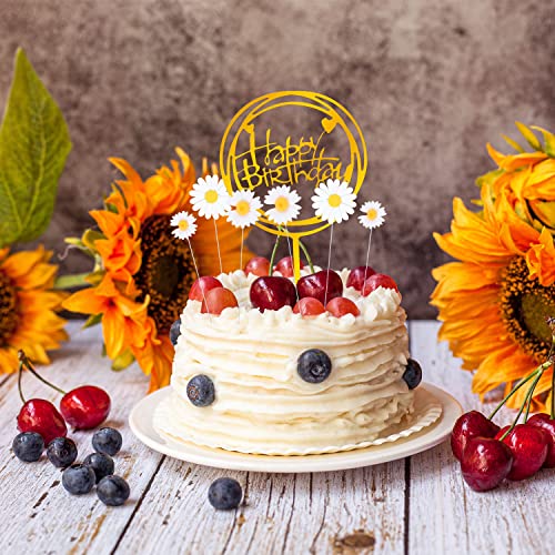 Benbo 30 Pieces Daisy Cake Toppers White Flower Cake Decorations Chrysanthemum Cupcake Toppers Picks For Daisy Birthday Party Wedding Baby Shower Summer Themed Photo Prop Girls Boys #TOP3