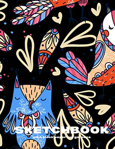 Black Paper Sketchbook for Gel Pens and Colorful Wild Owls on Cover: Notebook Diary/Journal with Blank & Lined Black Pages for Girls Boys Kids Teens ... / A Great and Original Simple or Add-On Gift image 2