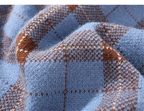 Autumn Streetwear Men Knitted Waistcoat Sweater Vest Vintage Lattice Sleeveless Vest3