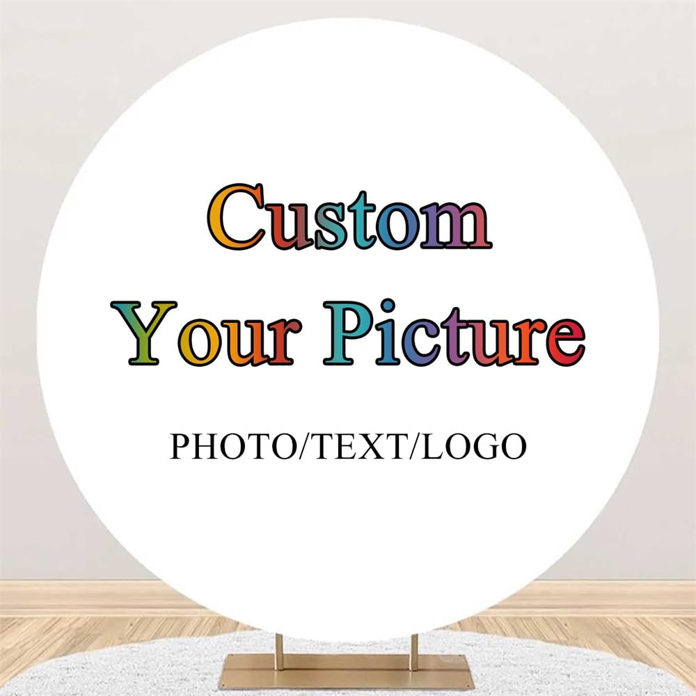 Pnylzzyxh 7.5ft Custom Round Backdrop Cover - Personalized Circle Image Design for Photography Background - Event, Baby Shower, Wedding, Birthday,