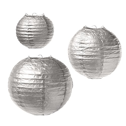 Victoria Lynn VL1174S Silver Paper Lantern 6 9 10 in. 3Pc