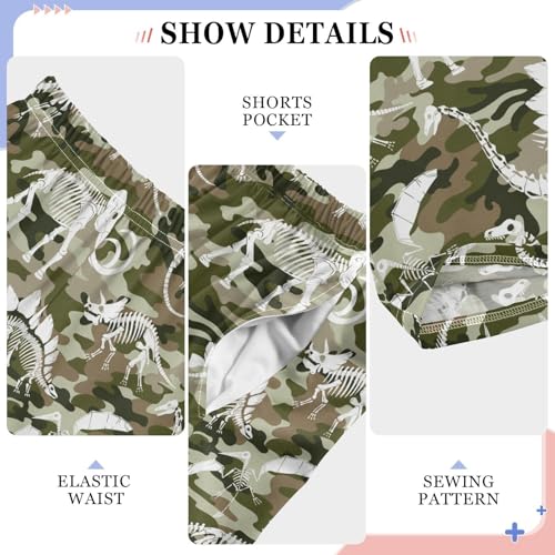 ZZXXB Dinosaur Skeleton Camouflage Boys Long Pants Soft Trousers Elastic Waist Kids Lounge Bottoms with Pockets S-XL4