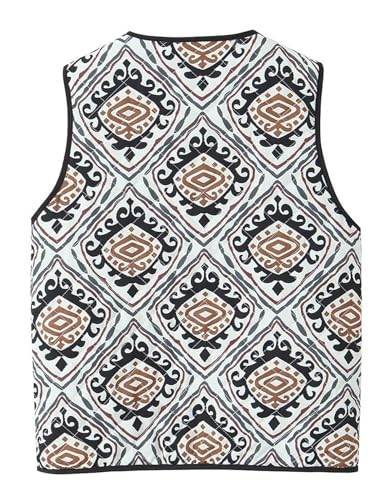 Yimoon Women's Floral Puffer Vest Vintage Lightweight V Neck Sleeveless Jacket Cardigan2