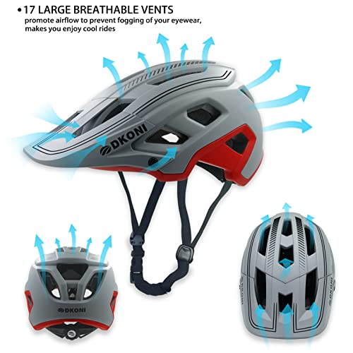 Bike Helmet Mountain Bike Helmets For Adults:men Women Bicycle Helmet Certified Mtb Cycling Helmet Lightweight With Visor (Large, Gray/Red) #TOP7