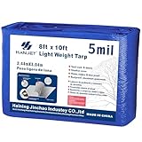 Lightweight Outdoor Tarp Hanjet 8' x 10' 5-mil Multi-purpose Waterproof Reinforced Rip-Stop with Grommets Blue