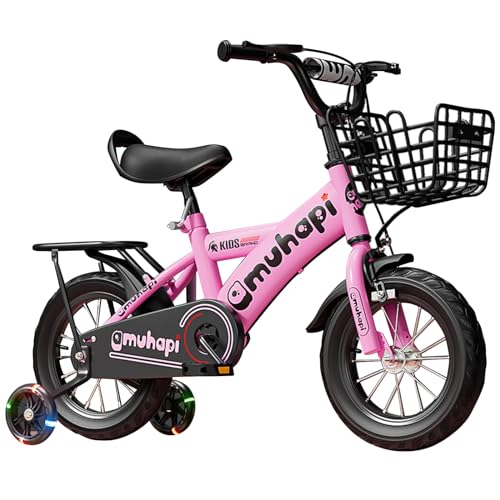 自転車 子供 じてんしゃ 補助輪付き自転車 キッズ 12、14、16、18、20インチ子供用 かわいい幼児小学生女の子 プリ 2-14歳、補助輪、フェンダー付き、高炭素鋼素材、調節可能なシート、男女兼用 幼児用 子供じてんしゃ5歳 (パープル,18in)