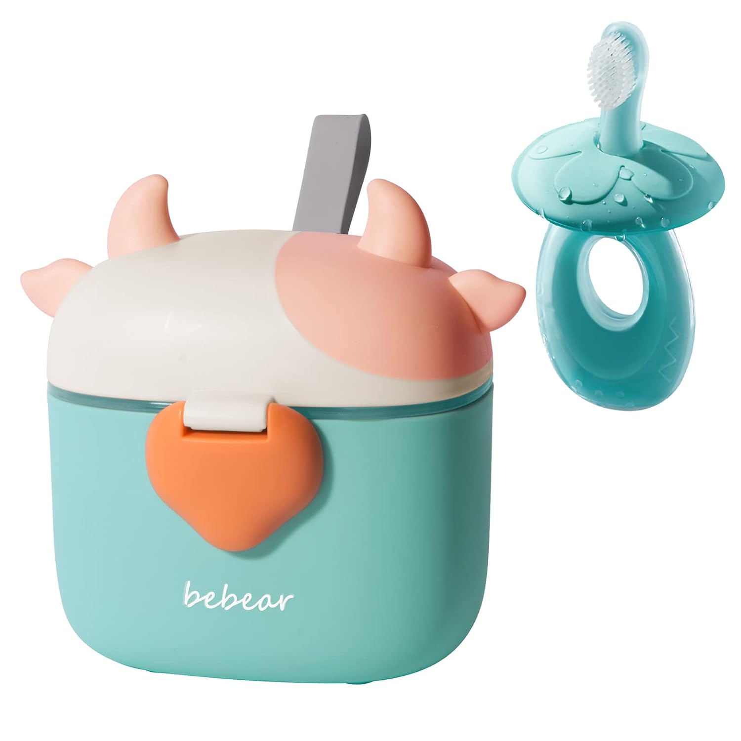 Bebamour Baby Formula Dispenser Portable Travel Milk Powder Formula Container Candy Fruit Snack Storage Container with Scoop and Leveller, BPA Free, 450 ML Attached Baby Toothbrush (Blue) : Baby