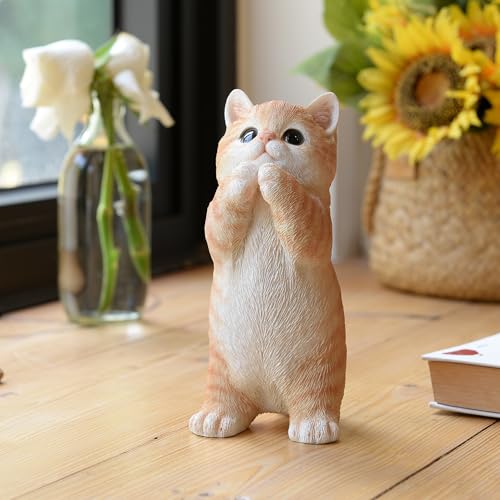 Estatua Gato Tabby Naranja 7 Pulgadas Plegando Manos miniatura 1