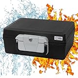 ECD Germany Cassetta Portavalori Formato A4 Cassetta Portadocumenti DIN A4, 39x33x16 cm 7L Ignifuga e Impermeabile Cassaforte Portatile per Soldi Custodia di Sicurezza con Serratura a 2 Chiavi