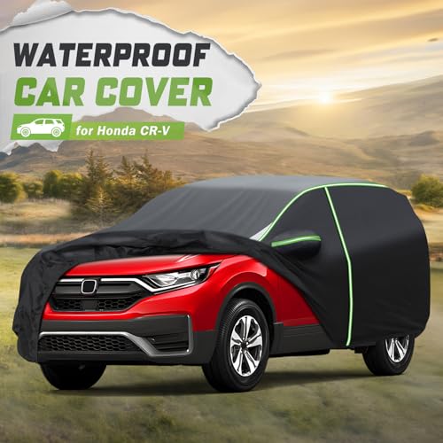 Image of Mixsuper Liner Car Cover for Honda CR-V 2007-2016 & 2017-2026, 7 Layers Waterproof All Weather Full Car Cover with Driver Side Zipper Door & Reflective Strips